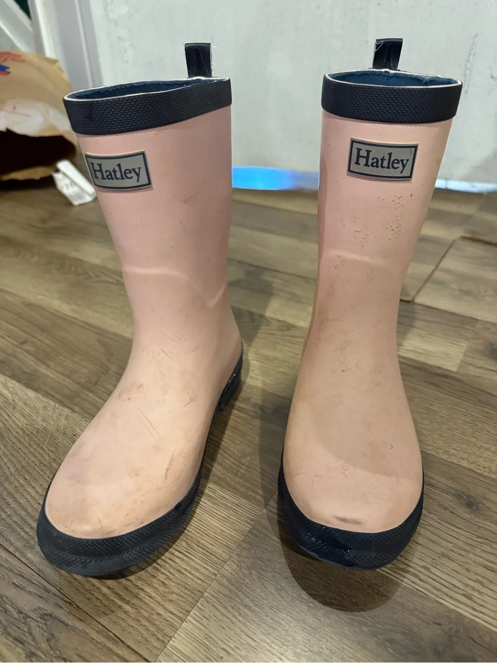 Hatley Pink and Black Kids' Rain Boots